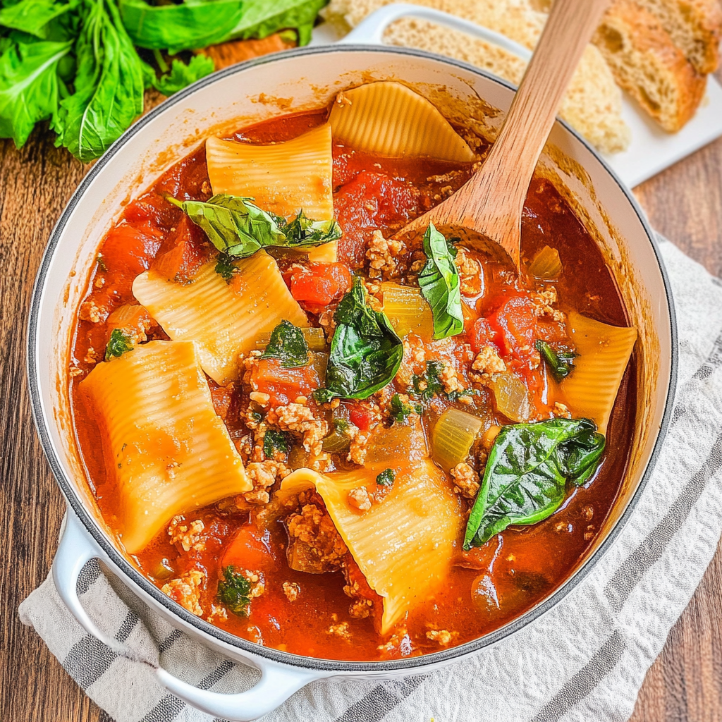 Lasagna Soup with Hamburger Cozy Cheesy One Pot Dinner for Busy Weeknights