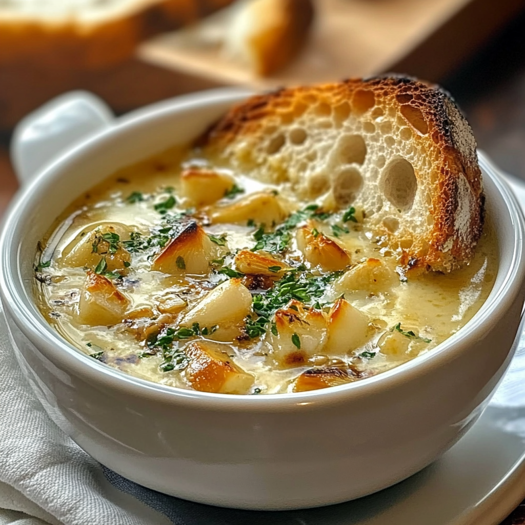Rustic Country French Garlic Soup Comforting Immune Boosting