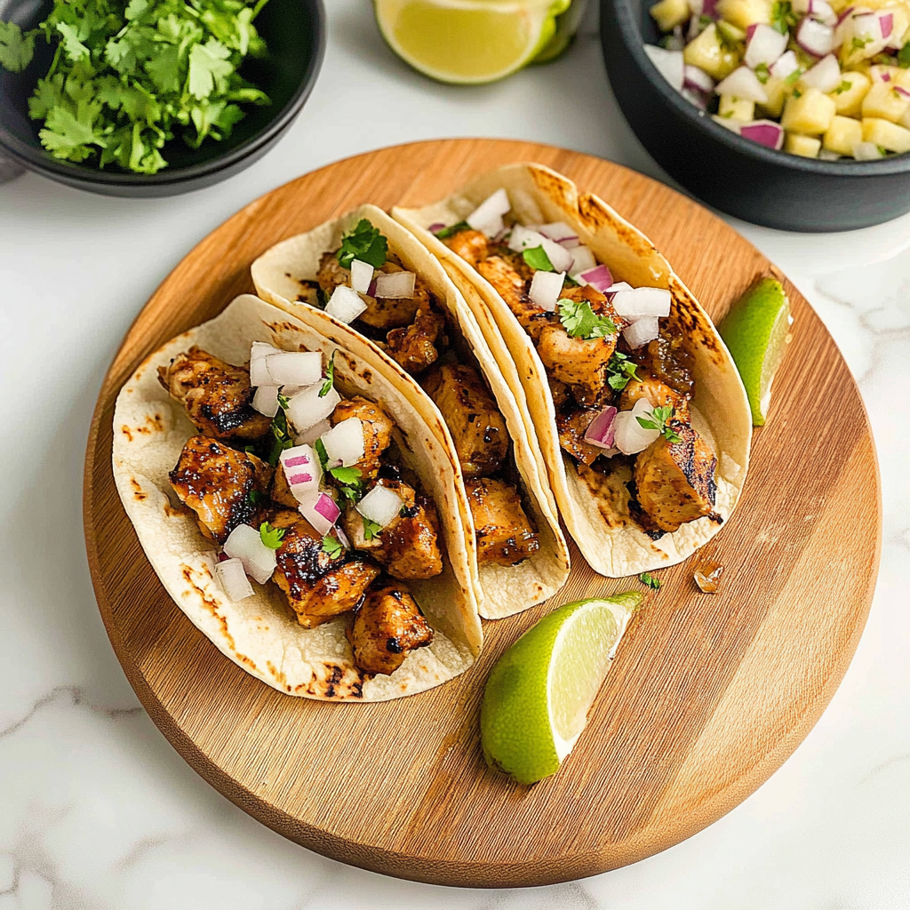 Teriyaki Chicken Tacos with Grilled Pineapple Pear Salsa A Flavor Explosion