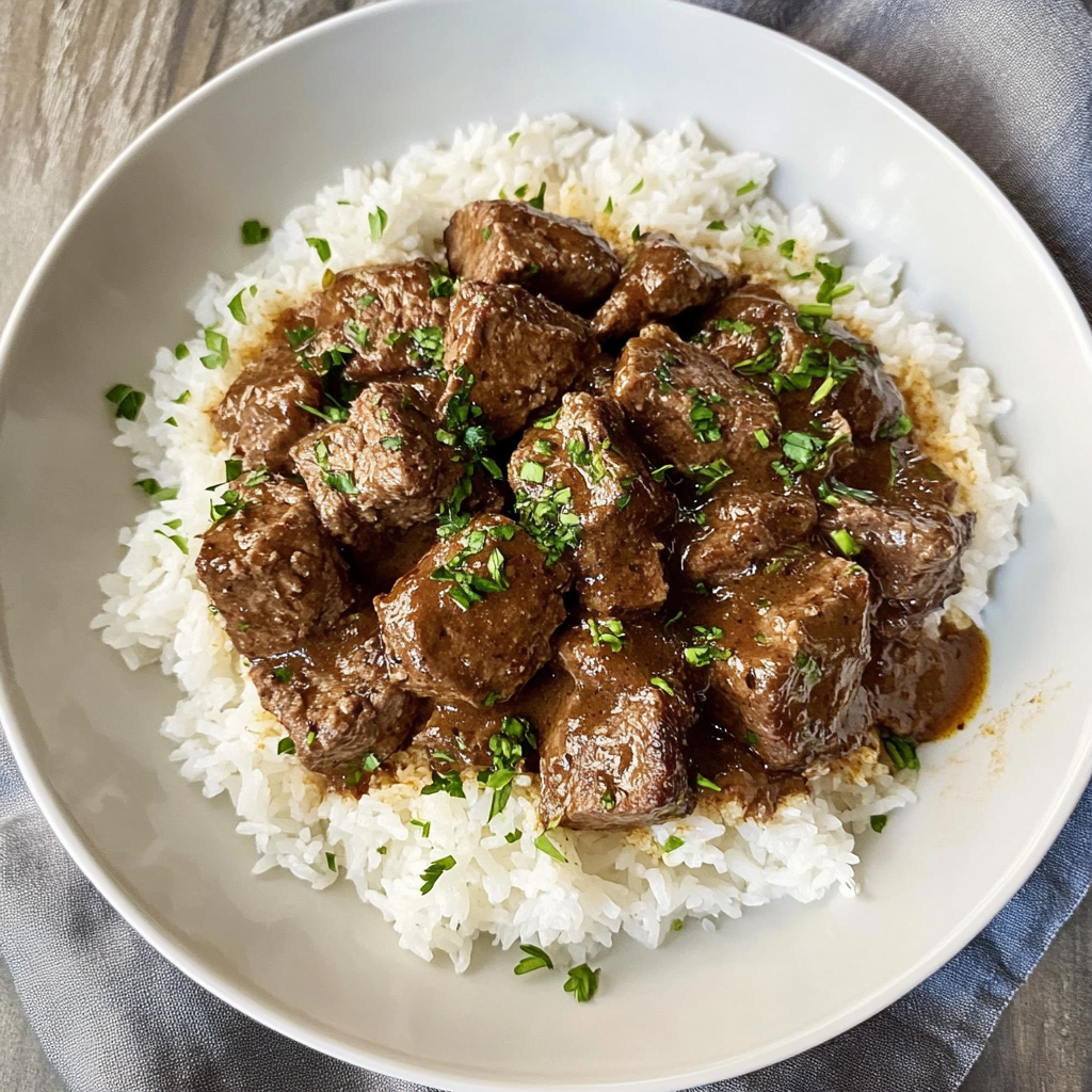 beef tips and rice