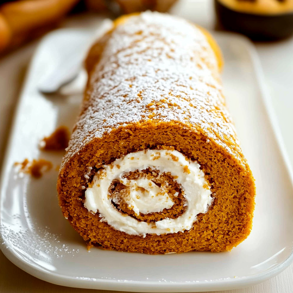 Irresistible Pumpkin Roll with Cream Cheese Filling Recipe 1 pumpkin roll with cream cheese filling featured
