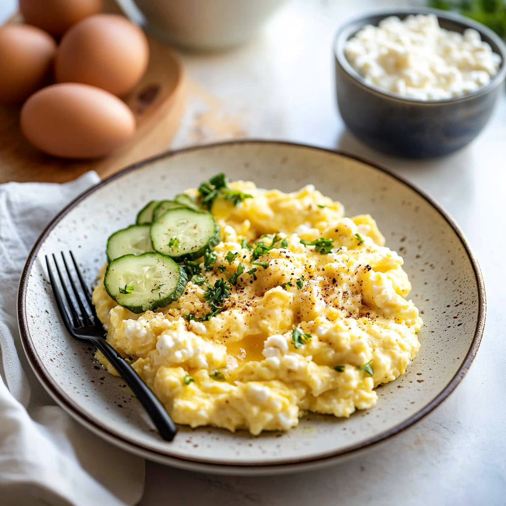 Fluffy Scrambled Eggs with Cottage Cheese Recipe Delight 1 scrambled eggs with cottage cheese featured